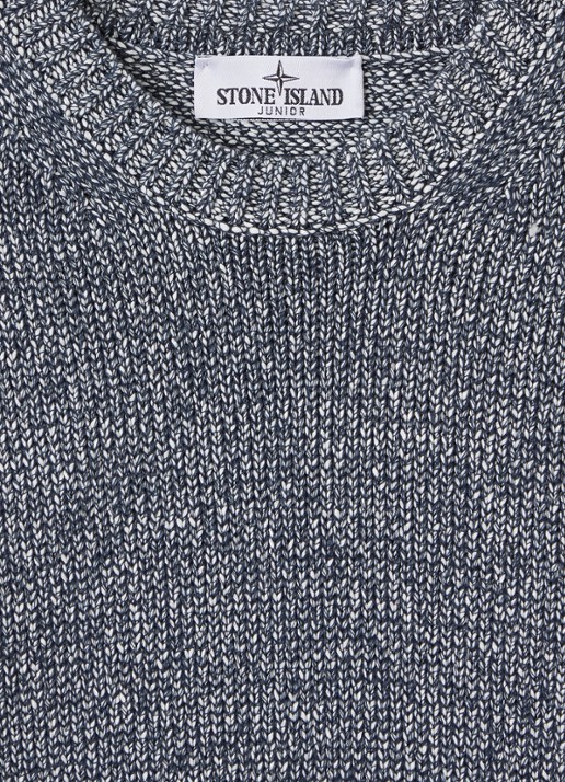 Stone Island 00014 grofgebreide trui met gemêleerd dessin - detail donkerblauw