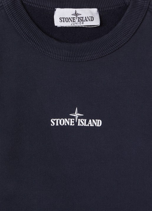 Stone Island 00014 sweater met logo- en backprint - detail donkerblauw