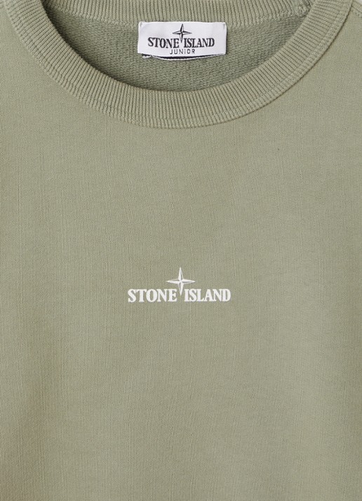 Stone Island 00014 sweater met logo- en backprint - detail olijfgroen