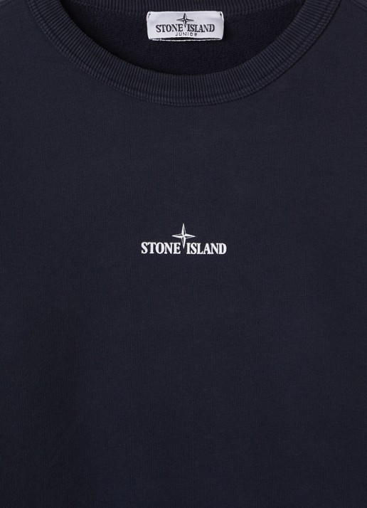 Stone Island 00014 sweater met logo- en backprint - detail donkerblauw