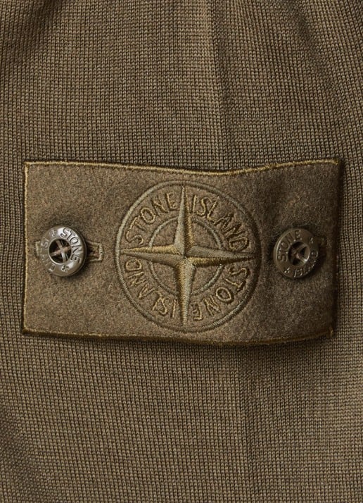 Stone Island 00066 fijngebreide pullover van scheerwol met col - detail 5 legergroen