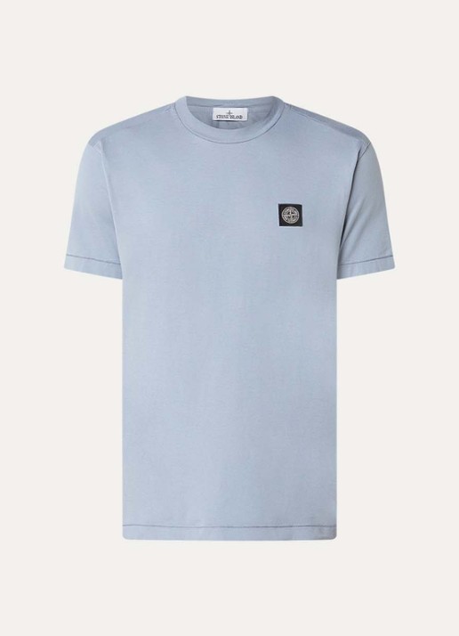Stone Island 11002 T-shirt met logo - voorkant blauw