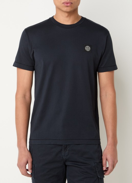 Stone Island 11002 T-shirt met logo - detail donkerblauw