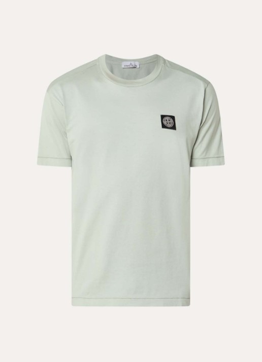 Stone Island 11002 T-shirt met logo - voorkant lichtgroen
