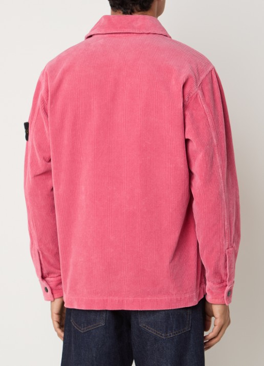 Stone Island 1200016 Regular fit overshirt van corduroy met borstzak - achterkant 5 roze