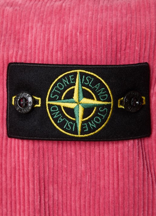 Stone Island 1200016 Regular fit overshirt van corduroy met borstzak - detail 2 roze