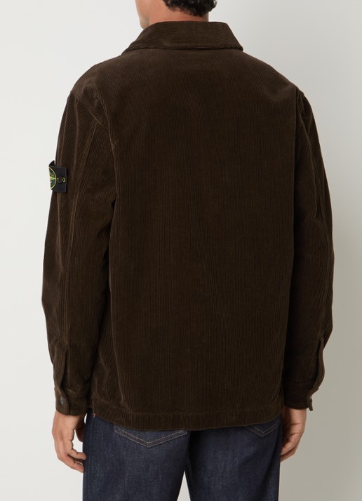 Stone Island 1200016 Regular fit overshirt van corduroy met borstzak - achterkant 5 bruin