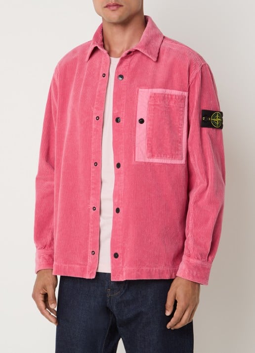 Stone Island Regular fit overshirt van corduroy met borstzak