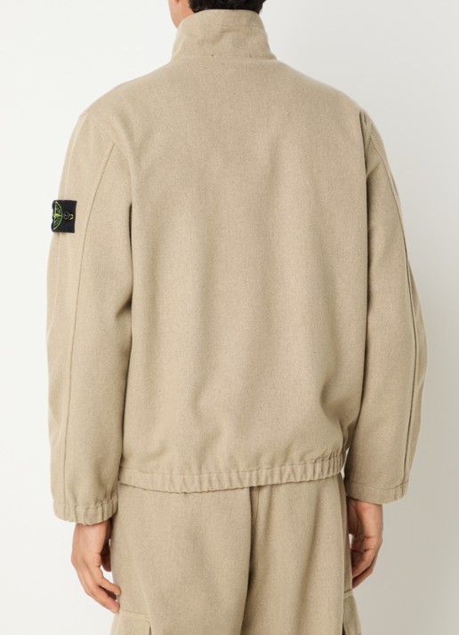 Stone Island 1200033 Overshirt in wolblend met borstzak - achterkant beige