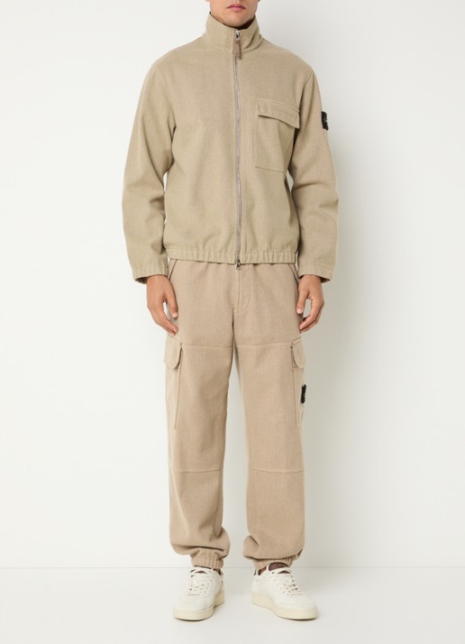 Stone Island 1200033 Overshirt in wolblend met borstzak - voorkant 3 beige