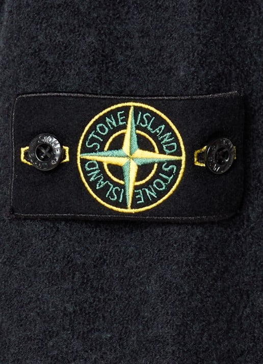 Stone Island 1200034 Overshirt in wolblend met logo - detail 2 donkerblauw