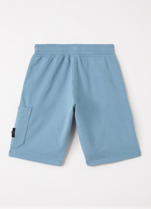 Stone Island 200006 straight fit korte joggingbroek met opgestikte zak - voorkant 3 staalblauw