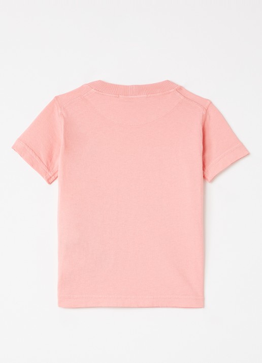 Stone Island 21000 T-shirt met logoborduring - voorkant 2 zalmroze