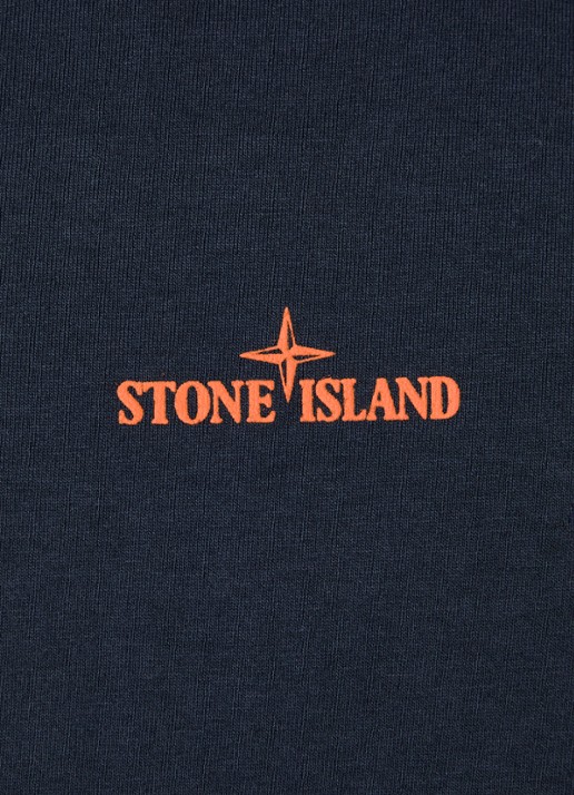 Stone Island 2100001 T-shirt met logo- en backprint - detail 2 donkerblauw