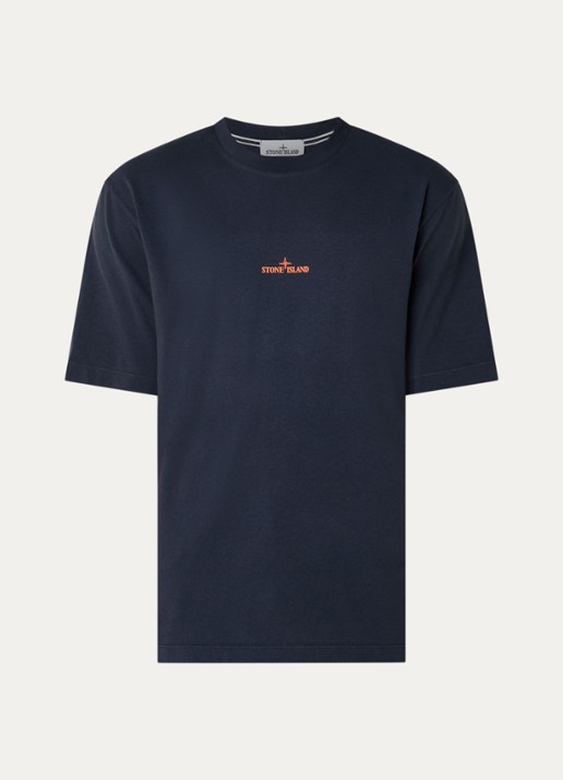 Stone Island 2100001 T-shirt met logo- en backprint - voorkant 4 donkerblauw