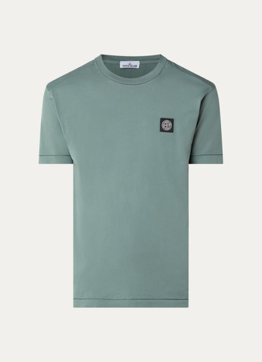 Stone Island 2100027 T-shirt met logo - voorkant 2 zeegroen