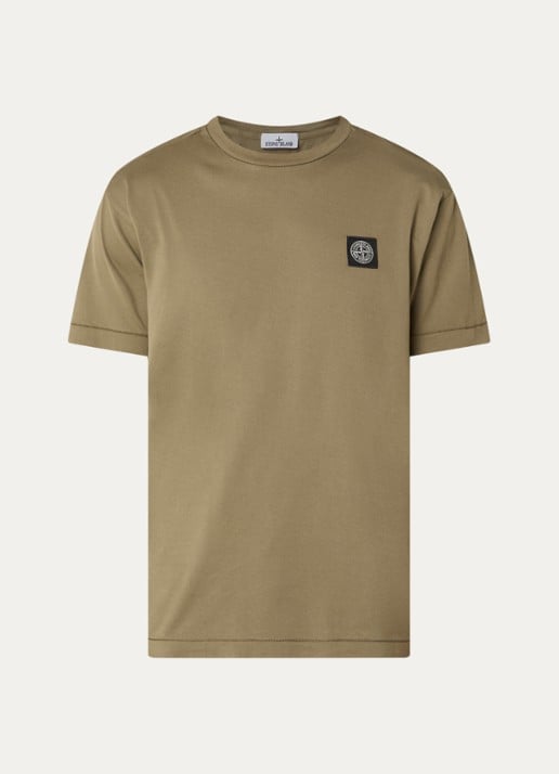 Stone Island 2100027 T-shirt met logo - voorkant 4 legergroen