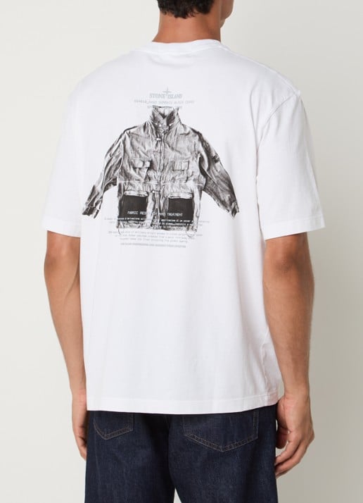Stone Island 2100033 T-shirt met logo- en backprint - detail 4 wit