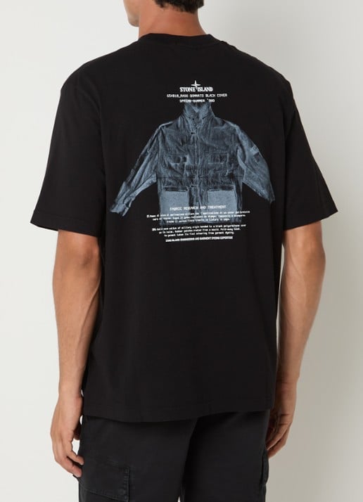 Stone Island 2100033 T-shirt met logo- en backprint - detail 4 zwart