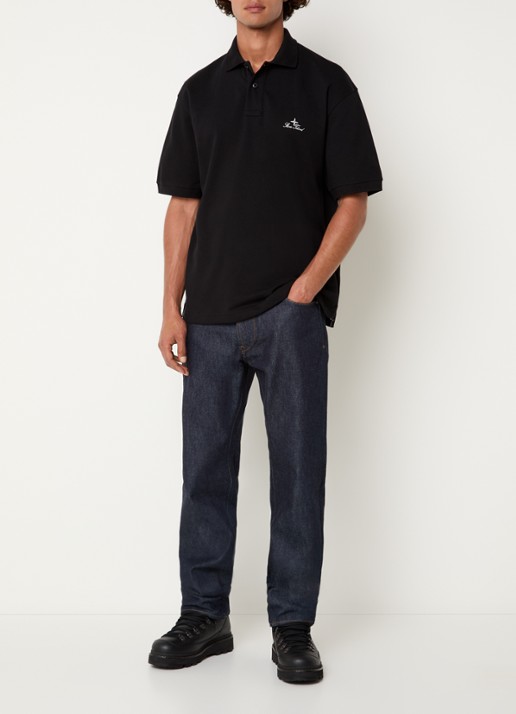Stone Island 2200002 Regular fit polo met logoborduring - voorkant 2 zwart