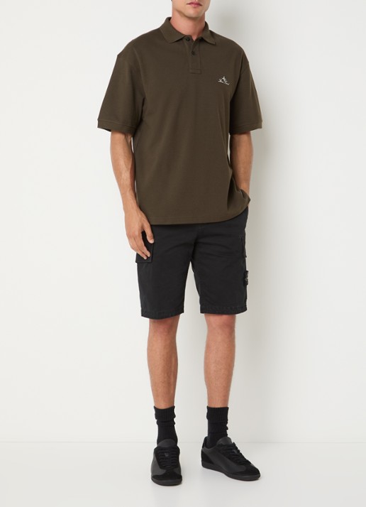 Stone Island 2200002 Regular fit polo met logoborduring - voorkant 4 mosgroen
