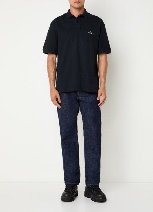 Stone Island 2200002 Regular fit polo met logoborduring - voorkant 3 donkerblauw