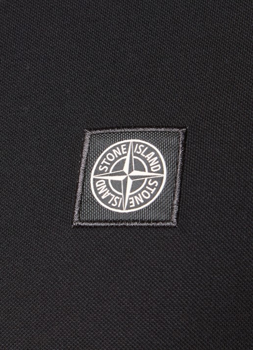 Stone Island 2200008 Slim fit polo van piqué katoen met logo - detail 2 zwart