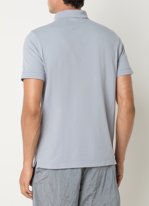 Stone Island 2200008 Slim fit polo van piqué katoen met logo - achterkant 5 donkerblauw
