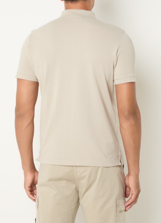 Stone Island 2200008 Slim fit polo van piqué katoen met logo - achterkant 3 creme