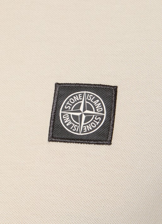 Stone Island 2200008 Slim fit polo van piqué katoen met logo - detail 2 creme