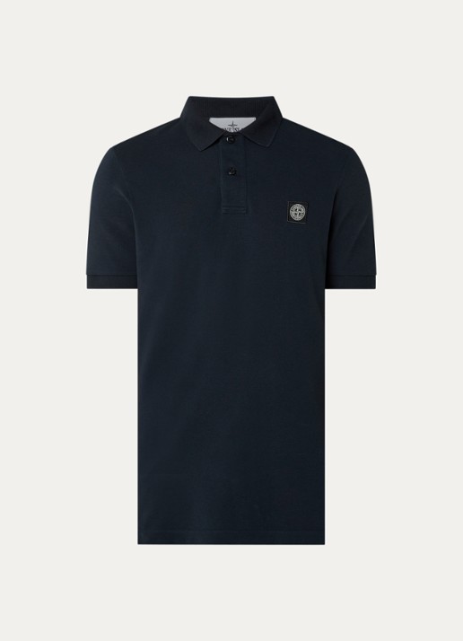 Stone Island 2200008 Slim fit polo van piqué katoen met logo - voorkant 3 roze