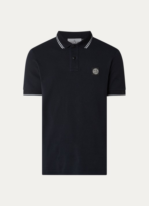Stone Island 2200010 Regular fit polo met logoborduring - voorkant 4 donkerblauw