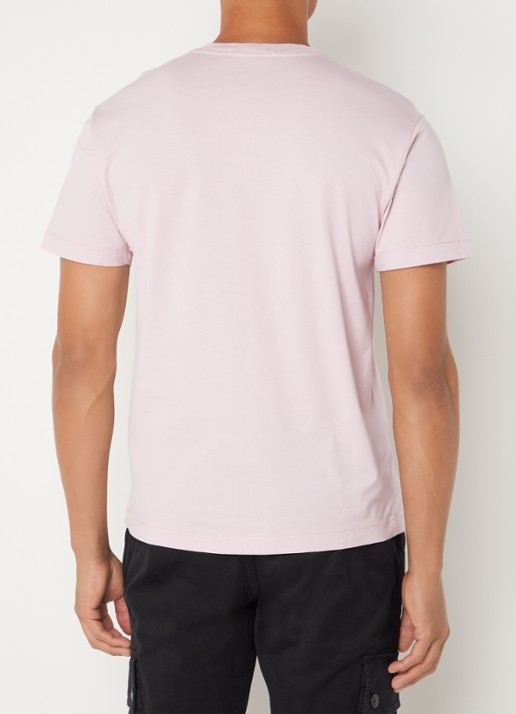 Stone Island 24113 T-shirt met logo - achterkant oudroze