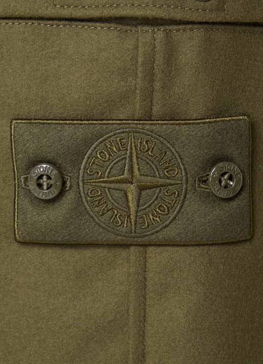 Stone Island 3100024 tapered fit cargobroek in scheerwolblend met klepzakken - detail 5 bronsgroen