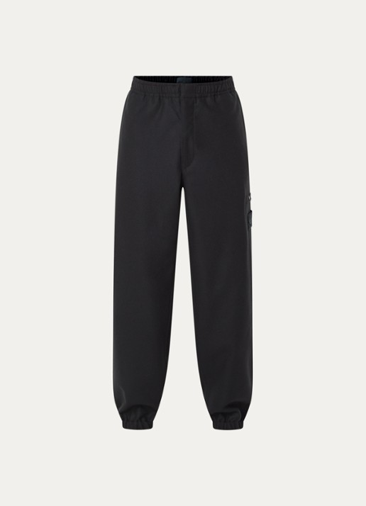 Stone Island 3100024 tapered fit cargobroek in scheerwolblend met klepzakken - voorkant 4 donkerblauw