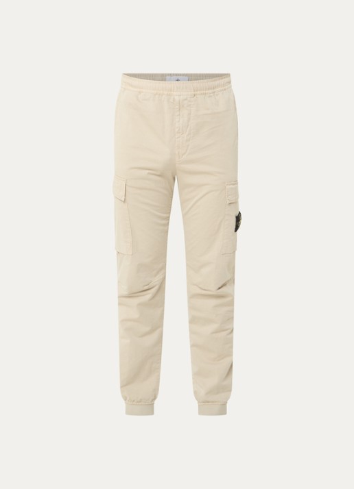 Stone Island 3100033 Slim fit cargobroek in wolblend met klepzakken - voorkant 2 beige