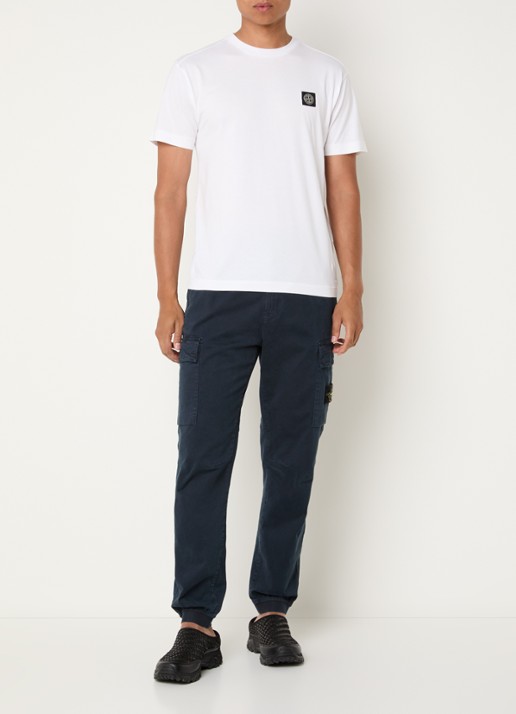 Stone Island 3100033 Tapered fit cargobroek met steekzakken en logo - voorkant 2 donkerblauw