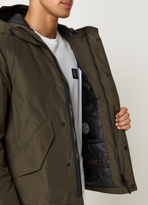 Stone Island 4100010 Gewatteerde parka met capuchon en steekzakken - detail 2 bronsgroen