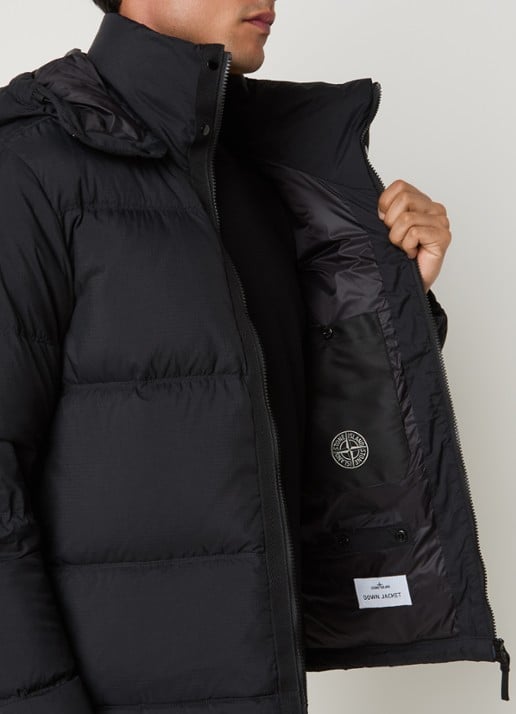 Stone Island 4100013 Puffer jack met donsvulling en afneembare capuchon - detail 4 zwart