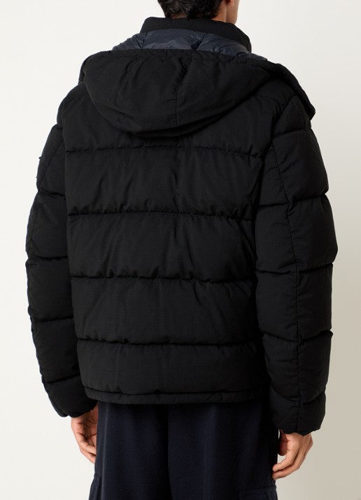 Stone Island 4100063 Puffer jack van scheerwol met donsvulling en afneembare capuchon - achterkant 6 zwart