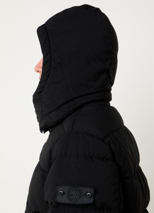 Stone Island 4100063 Puffer jack van scheerwol met donsvulling en afneembare capuchon - detail 2 zwart