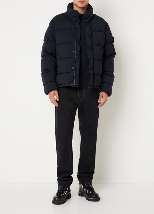 Stone Island 4100063 Puffer jack van scheerwol met donsvulling en afneembare capuchon - voorkant 6 donkerblauw