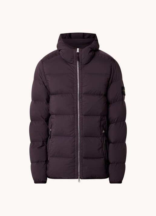 Stone Island 43728 puffer jack met logo met donsvullling - voorkant 5 aubergine