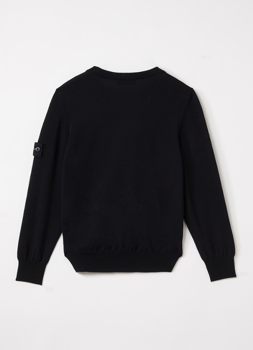 Stone Island 51000 fijngebreide trui met logo - voorkant 2 zwart