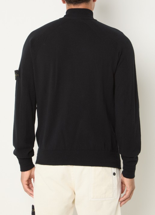 Stone Island 5100008 Fijngebreide pullover in wolblend met halve rits - achterkant 5 zwart