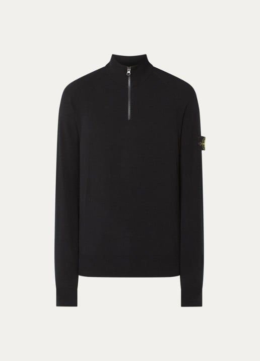 Stone Island 5100008 Fijngebreide pullover in wolblend met halve rits