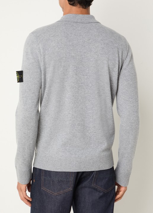 Stone Island 5100018 Fijngebreide trui van scheerwol met polokraag - achterkant 5 grijs