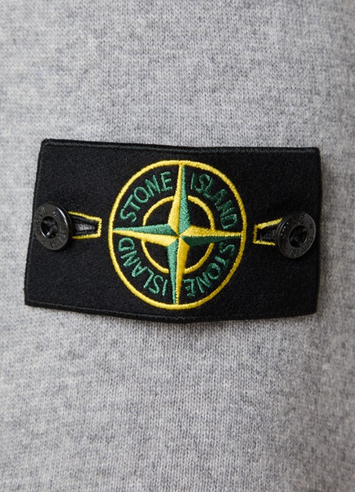 Stone Island 5100018 Fijngebreide trui van scheerwol met polokraag - detail 2 grijs