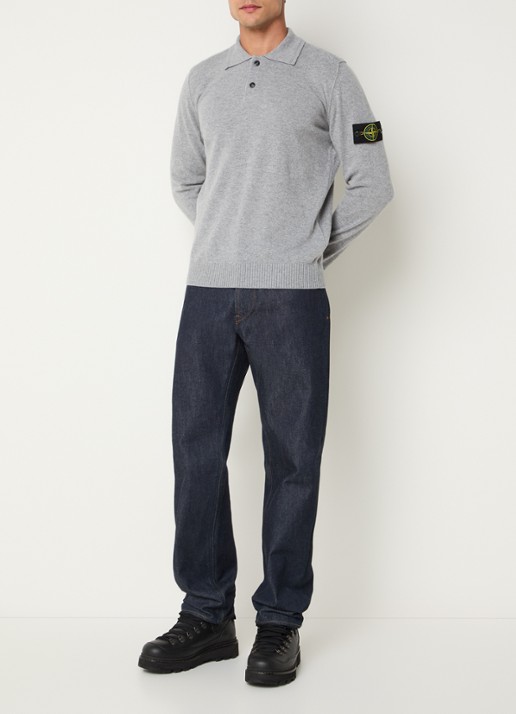 Stone Island 5100018 Fijngebreide trui van scheerwol met polokraag - voorkant 4 grijs