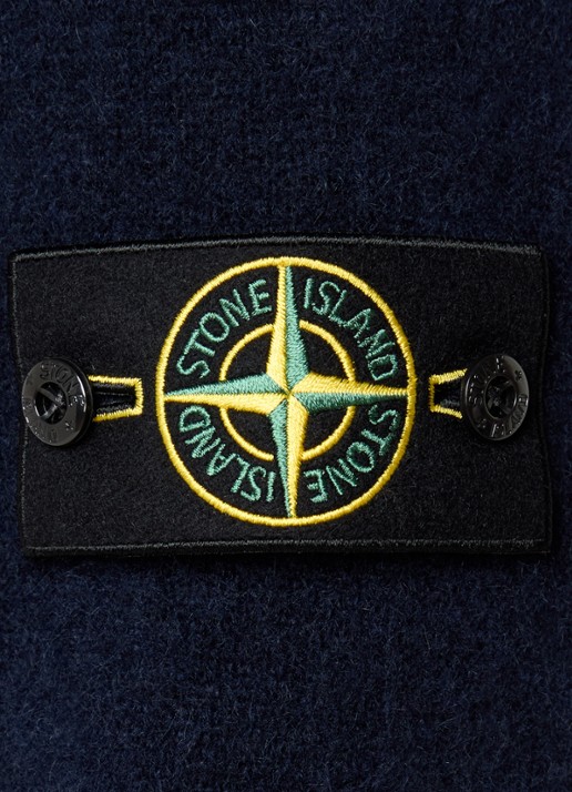 Stone Island 5100050 Fijngebreide trui in wolblend met logo - detail 5 donkerblauw